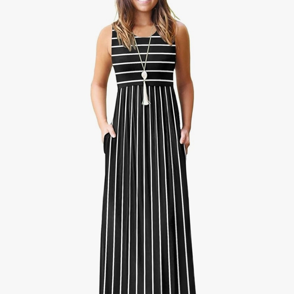 Chic Black and White Striped Maxi Dress